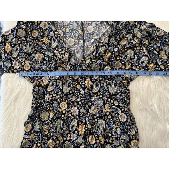 Forever 21 Blue and Yellow Paisley Floral Dress (Med) - Picture 6 of 6